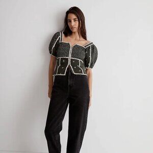 NWT madewell patchwork puff sleeve top / size 4